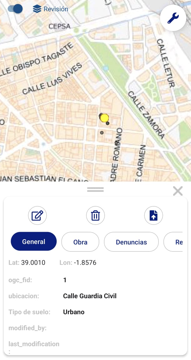 Figura 27: Información sobre un punto con información asociada.