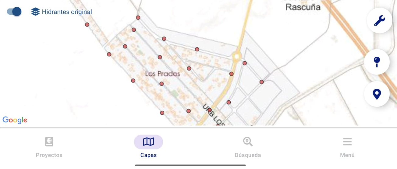 Figura 23: Capa activa y conectado de modo online (botón en verde).