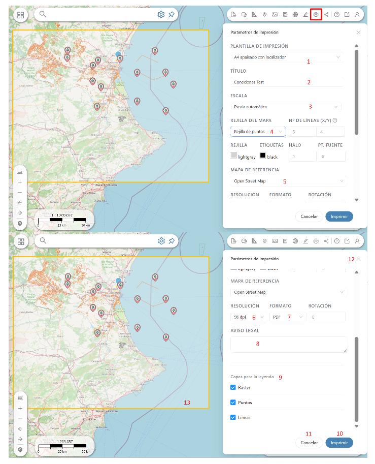Figura 69: Impresión de mapas