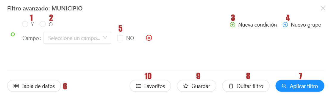 Figura 19: Composición del filtro avanzada.