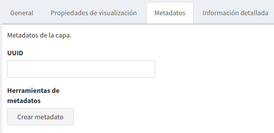 Figura : Crear metadato a partir del UUID accediendo a la sección de Metadatos. 
