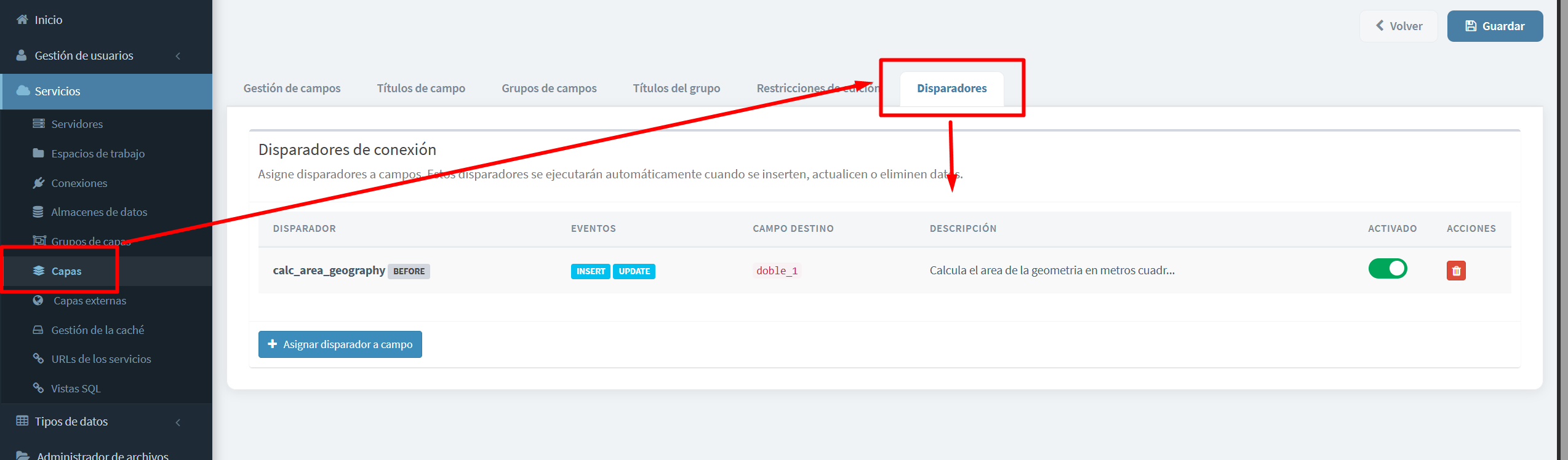 Figura 20: Activar disparador