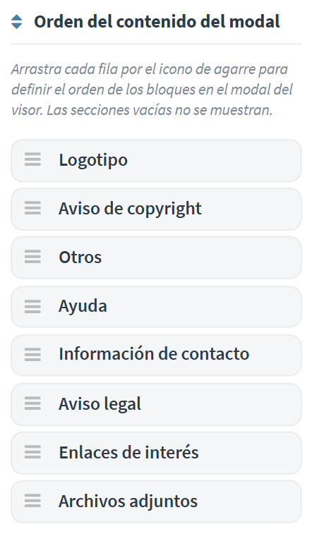 Figura 64: Orden del contenido del modal