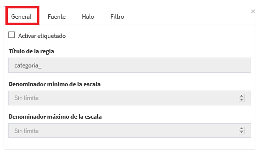 Figura : Ventana de configuración de etiquetado. 